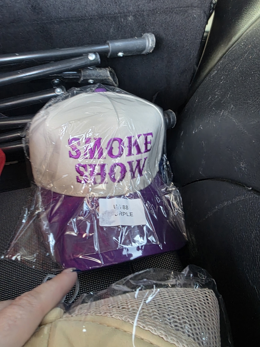 SMOKE SHOW Two-Tone Purple and Cream Trucker Hat